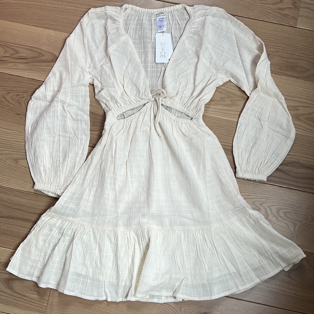L*Space × Revolve Feelin Fine Cotton Mini Dress Coverup Cream NWT XS